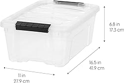 IRIS USA 13 Qt Stackable Plastic Storage Bins with