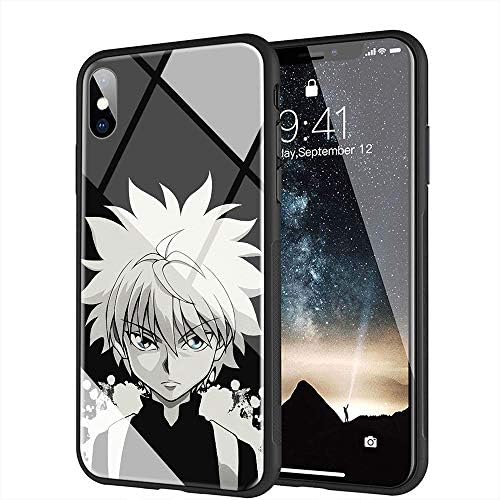 iPhone 7 Plus Case, iPhone 8 Plus Case, Tempered Glass Back Cover Soft Silicone Bumper Compatible with iPhone 7 Plus/8 Plus AM-08 Hunter x Hunter