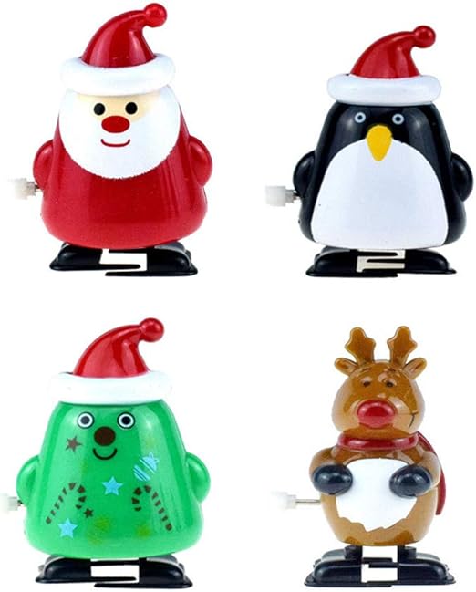 SOIMISS 4 Pcs Christmas Clockwork Toy Funny Wind up Walking Animal Toy
