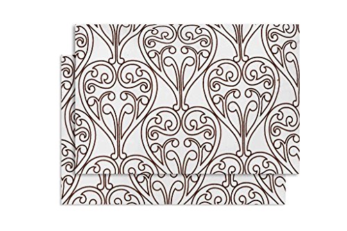 Bacati Crib Fitted Sheets, Damask White (Pack of 2)