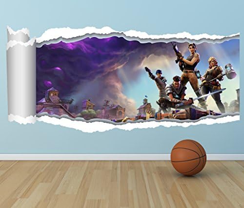 christa prints WR3 FORTNITE CHARACTERS HOLE IN WALL RIP 3D WALL ART DECAL sticker MURAL (medium 600mm x 277mm)