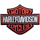 Harley Davidson Patch Orange Bar & Shield XL 7.28” x 5.59” Sew on or Iron on Embroidered DIY Applique Badge Decorative