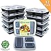 Enther Meal Prep Containers [12 Pack] 3 Compartment with Lids, Food Storage Bento Box | BPA Free | Stackable | Reusable Lunch Boxes, Microwave/Dishwasher/Freezer Safe,Portion Control (36 oz)