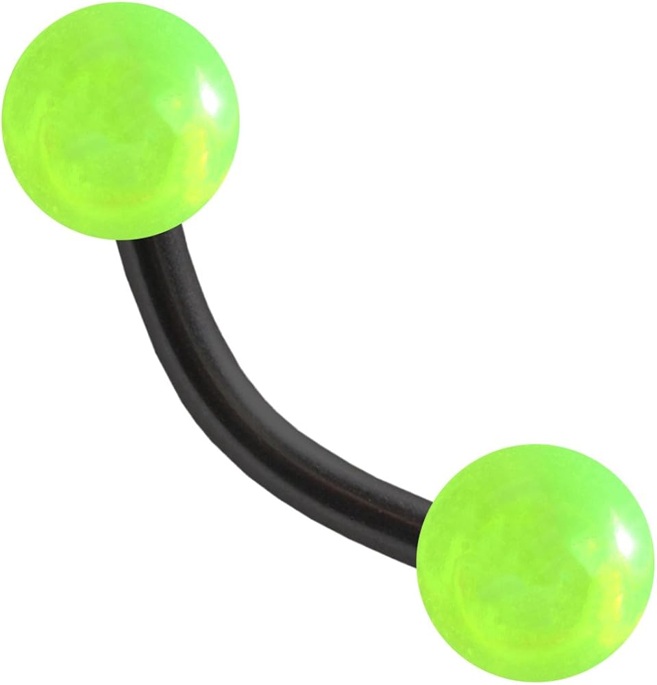 Banana Piercing 1.2 MM 316L Black with Acrylic Balls Yellow Steglänge 12mm, AufsatzØ 4mm Amazon