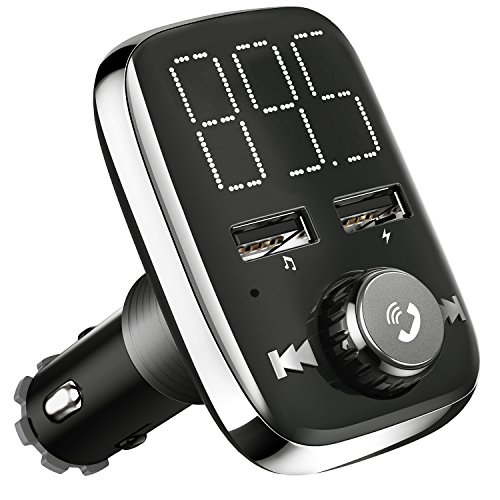 HiGoing Bluetooth FM Transmitter, Wireless Car Radio Adapter Receiver Hands-free Calling, Dual USB Charger with 5 V/3.4 A Output, U-disk/TF Card/AUX MP3 Player Car Kit - Thumbnail 7