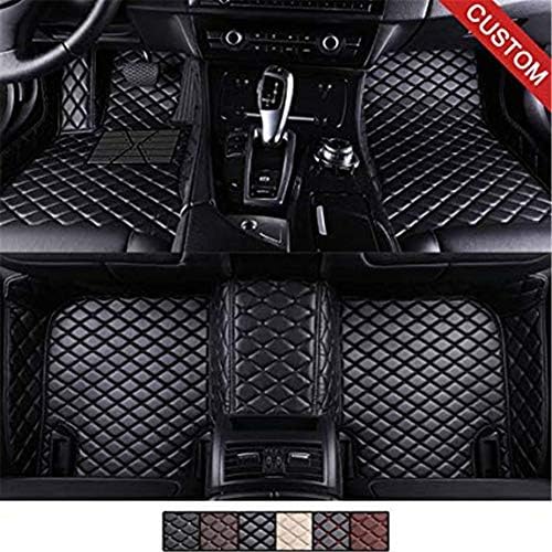 Custom Car Floor Mats for Mercedes-Benz C Class W203 Sedan 2000-2007, Laser Measured Faux Leather All Weather Full Coverage Waterproof Carpets XPE Car Liner (Black with Black Stitching)