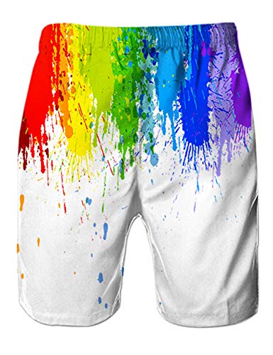Belovecol Summer Mens Swim Trunks for Teens Boys Juniors 3D Printed Colorful Graphic Board Shorts S - Thumbnail 2