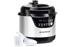 prepAmeal 3 Quart Pressure Cooker 8 IN 1 Multi Use Programmable Instant Cooker Electric Pressure Pot with Slow Cooker, Rice Cooker, Steamer, Sauté, Brown, Warmer