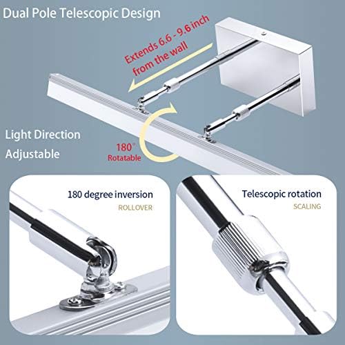 TRLIFE Adjustable LED Bathroom Light Fixture, 24inch Retractable Bathroom Vanity Light Fixture