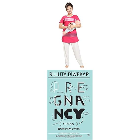 Women's Maternity Nightshirt & Pregnancy Notes: Before, During & After(NW0136_Dark Pink_Large)