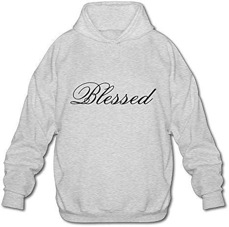 Blessed Text Religious Mens Hoodie Novelty Fleece Sweatshirts