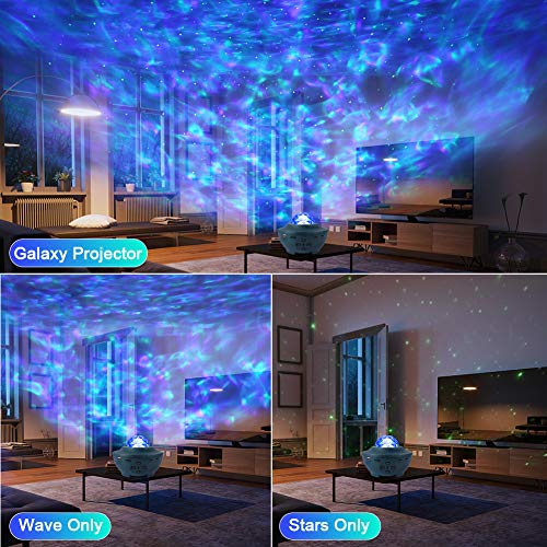 VOLADOR Star Projector Night Light, Galaxy Room Projector with Bluetooth Music Speaker, Ocean Wave Ceiling Projection Light Mood Light with Remote, Timer for Kids Adults Bedroom Party - Blue