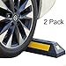 B BAIJIAWEI 2 Pack Heavy Duty Rubber Parking Guide Garage Wheel Stop with Yellow Reflective Stripes, Professional Grade Rubber Parking Target