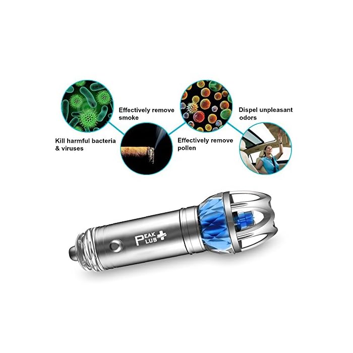 PeakPlus PPAIR6281 Car Air Purifier Ionizer Freshener, Removes Dust
