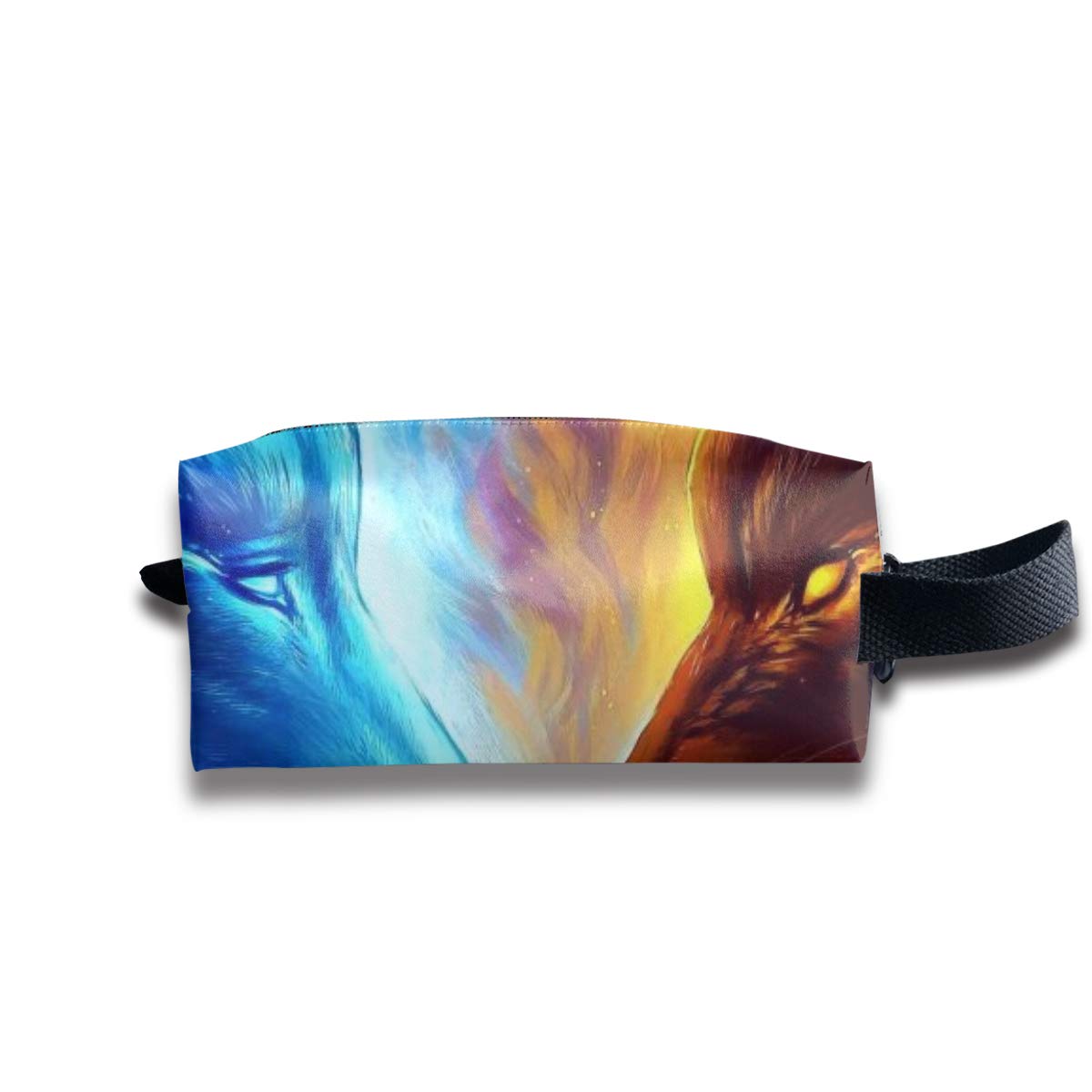 Ice Wolf Vs Fire Wolf Printed Hanging Makeup Bags Women Travel Case Cosmetic Bag Handbag Portable Daily Storage Bag