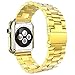Huanlong Compatible Apple Watch Bands 49mm 46mm 45mm 44mm 42mm 41mm 40mm 38mm, Stainless Steel iWatch Band with Case for Apple Watch Ultra2 Ultra Series 10 9 8 7 6 5 4 3 2 1 SE SE2, 46mm(Series 10) Gold