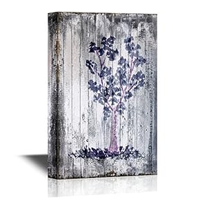 Canvas Wall Art - Tree Branch on Wood Background - Vintage Style Gallery Wrap Modern Home Art | Ready to Hang - 12x18 inches