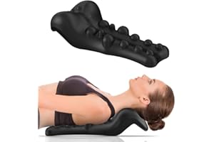 Fanlecy Neck and Shoulder Relaxer with Upper Back Massage Point, Cervical Traction Device Neck Stretcher for TMJ Pain Relief and Cervical Spine Alignment Chiropractic Pillow（Black）