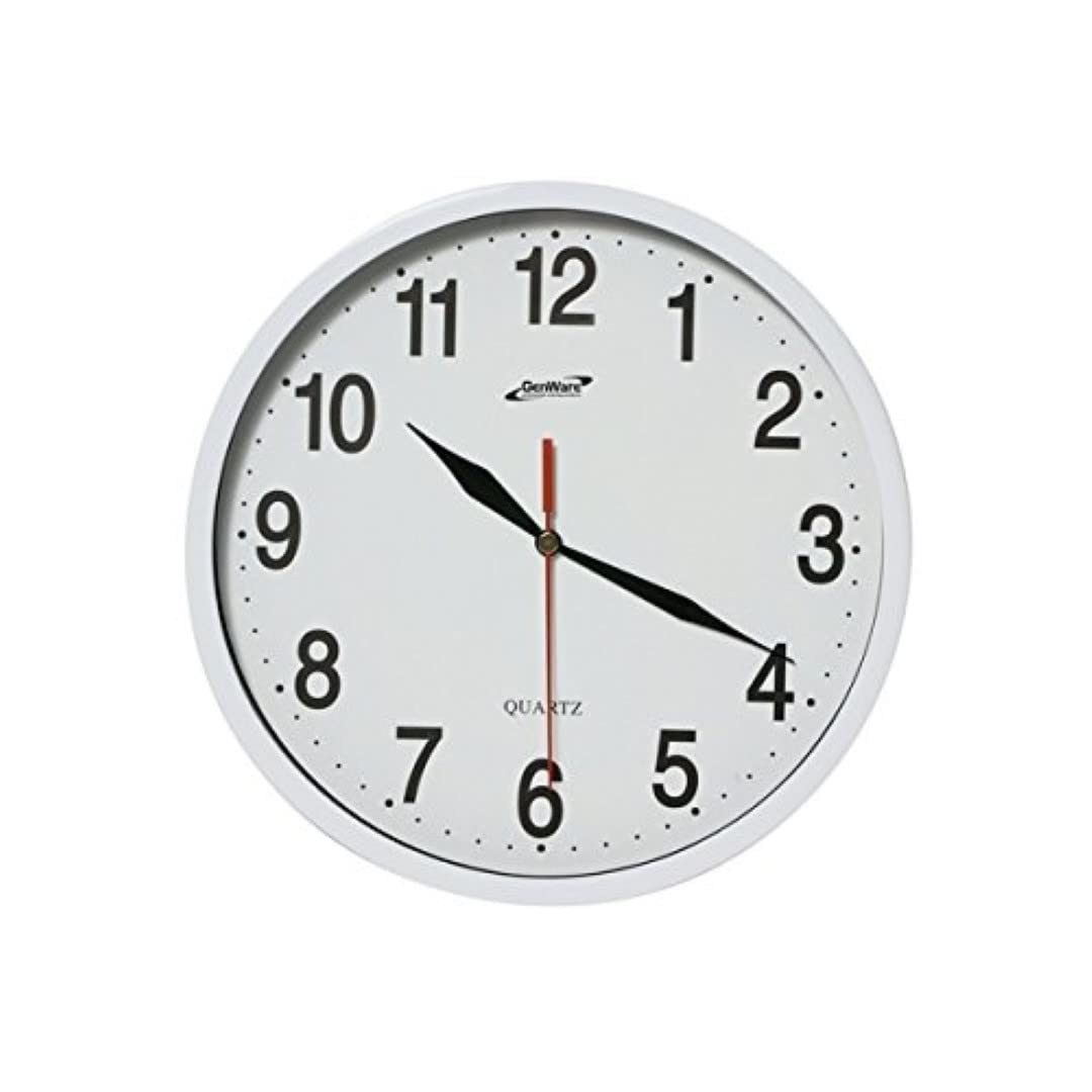 Genware NEV-CLK Kitchen Clock, 24 cm Diameter, White