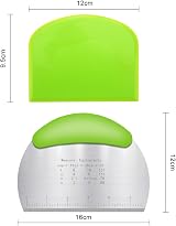 Vicloon 3 Pcs Dough Scraper Set Stainless Steel Plastic with Scale view 2