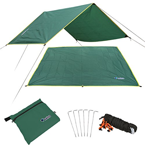BUFF SPORT Camping Tarp, Waterproof Picnic Mat, Mutifunctional Tent Footprint with Drawstring Carrying Bag for Picnic, Hiking (green, Large)