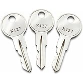K169 Replacement Key Cut to Code K121-K173 Compatible with Bauer Hudson T-Handle Locks, 3 Pack
