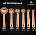 Copper Measuring Spoons Set of 6 - Sturdy and Lightweight, Round Shape. Copper-Plated Stainless Steel. Stylish Mirror Polished Finish. Includes Kitchen Conversions Chart. Gift Under 10 Dollars