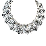 QIYUN.Z Elegant Women's Bling Rhinestone Beaded Chandelier Choker Big Collar Necklace