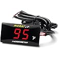 Motorcycle Water Temperature Meter Fahrenheit Thermometer Universal Digital Water Temperature Gauge Super Slim Style Thermometer for Racing Scooter LED Display DC 12V (Red)