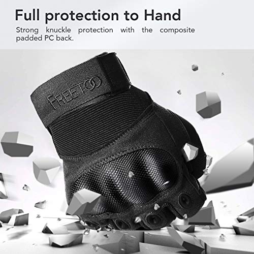 FREETOO Knuckle Protection Tactical Gloves Leather Palm Motorcycle