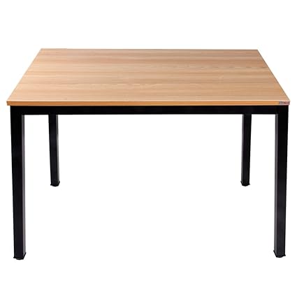 Need Computertisch Schreibtisch 100x60 cm PC Tisch Bürotisch Arbeitstisch Esstisch für Home Office, Teak & Schwarz AC3BB-100
