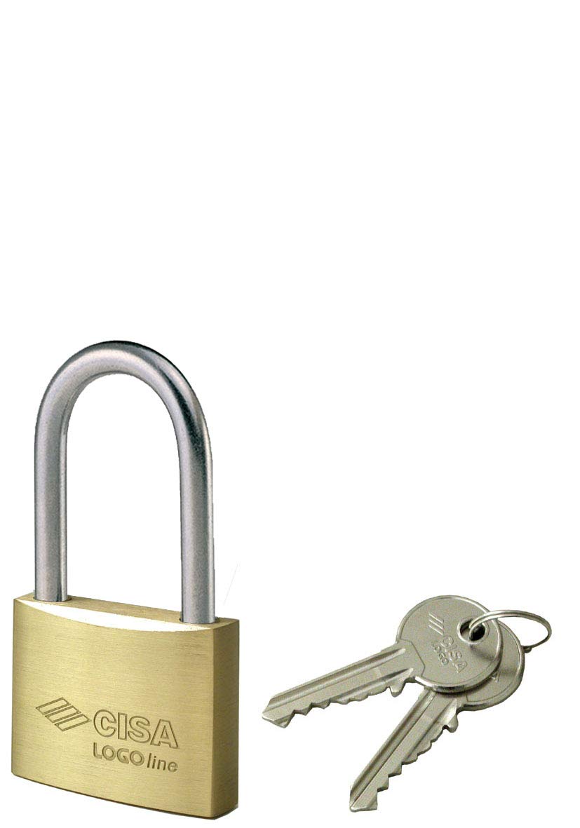 CISA Locking Line, Long Shackle Brass Padlock, Gold, 21011500