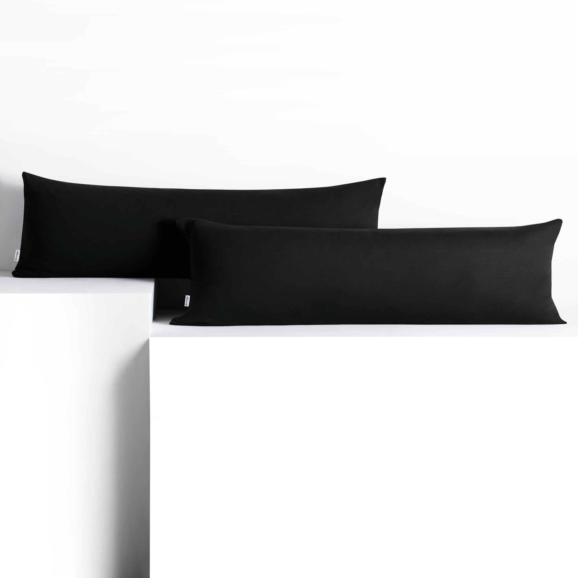 DecoKing 2 x Pillowcases 20 x 120 cm Jersey Cotton Zip Black Amber