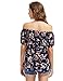 Floerns Women's Floral Print Off The Shoulder Short Sleeve Blouse Tops Navy L