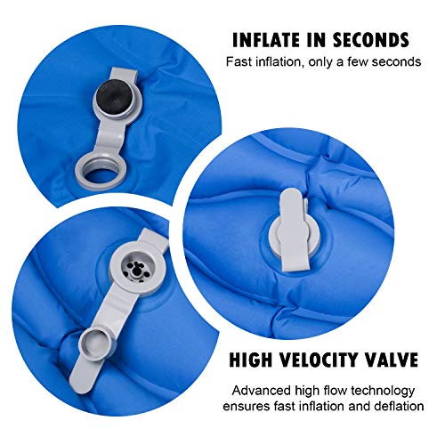 WDLHQC Ultralight Air Sleeping Pad,Inflatable Camping Mat for Backpacking,Camping and Traveling - Waterproof Fabric Comfortable & Lightweight Air Cells Design - Blue