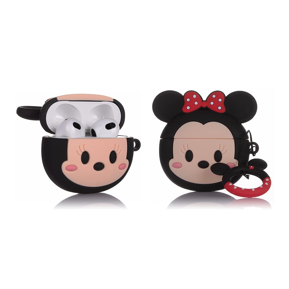 Derhom Airpods 3 Silicone Case Funny Cute Fashion Soft Cartoon Cover Skin Compatible for Apple Airpods 3 [Cartoon Avatar Series][2021 Released] (Minnie Face)