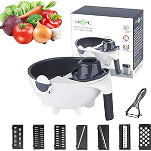 Croche, Premium 12 in 1 Mandoline Vegetable Cutter, High Grade Stainless Steel Blades, 2021 Upgraded Edition, Made in…