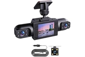 360° Full View Car Dashcam System with 4K UHD Front and 1080P Side and Rear Cameras, 3.16-Inch IPS Display, Motion Detection,