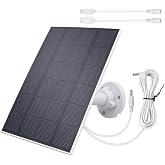 5V 3W Waterproof Solar Panel Charger for Outdoor Security Camera with DC 3.5MM Male and Elbow Cables &amp; Type-C-Female Head &amp; Micro-Female Head，360&deg; Adjustable Bracket Wall Mount for Eufy Camera
