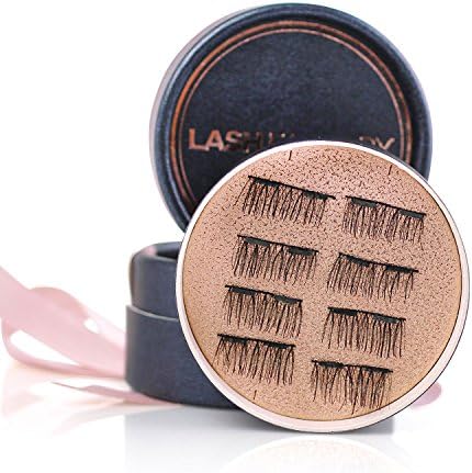 Best Magnetic Eyelashes, False Lashes - Premium Handmade by Lash Factory, Accent Lashes, Half Strips, Natural Look, 8 Pieces, Double Magnets, Rose Gold Pack, Fake Eye Extensions Set, Black