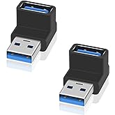 Poyiccot 90 Degree USB 3.0 Adapter, 10Gbps USB Extender, Type A Male to Female Cable, UP Angle Type A to A for Hard Drive, Ke