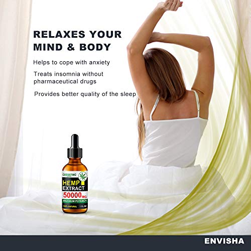 Envisha Hemp Oil for Pain & Stress Relief 50000mg of Organic Hemp