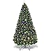 Goplus 6FT Artificial Christmas Tree Pre-Lit Optical Fiber Tree 8 Flash Modes W/UL Certified Warm White Electrodeless LED Lights & Metal Stand