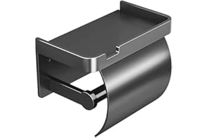 Toilet Paper Holder with Shelf,Wall Aluminum Alloy Toilet Paper Stand | Dispenser with Waterproof Cover for Washroom, Bathroo