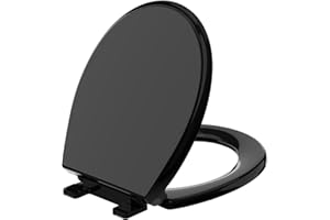 MEYDRDOU Black Round Toilet Seat,Soft Close,Easy Installation& Release, Easy to Clean,Fits for Standard Round with Premium PP Material Lid,B2B Available (16.5'', Black)