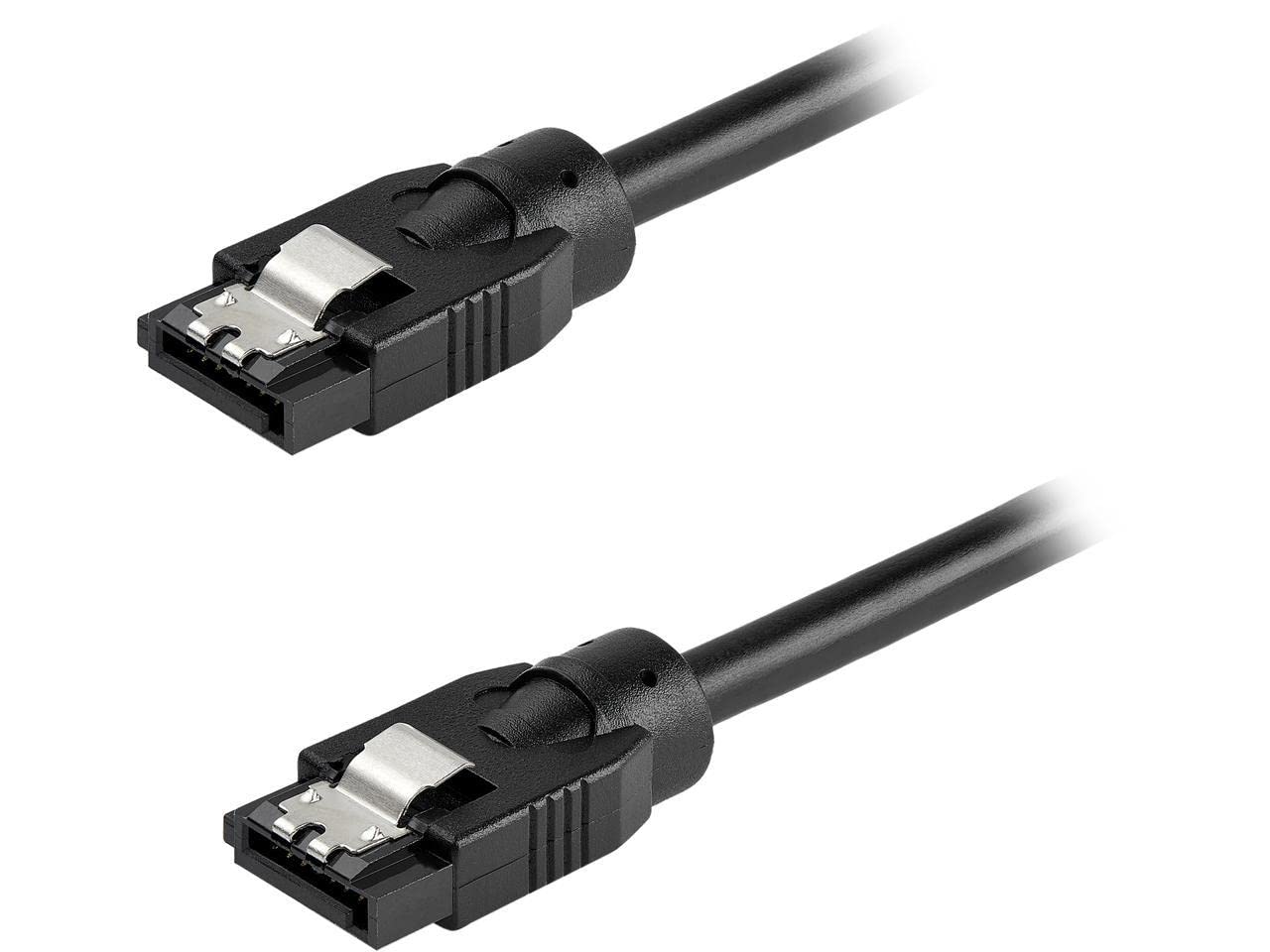 StarTech.com 24 Inch (60cm) Round SATA Cable - Latching Connectors - 6Gbs SATA Data Cord - SATA Hard Drive Power Cable - Black (SATRD60CM)