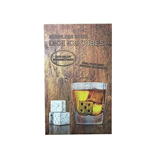 Stainless Steel Whisky Stones Food Grade Reusable Ice Stones Chilling Drinks Stones Whiskey Cooler In Gift Box With Velvet Pouch FDA Approved,Set of 4 (Dice Shape) - Thumbnail 7