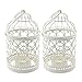 Ciaoed Small Metal Tealight Hanging Birdcage Lantern, Vintage Decorative Centerpieces of Wedding & Party Christmas Pack of 2 (White)