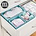 mDesign Fabric Drawer Divider Organizer Bin, Nursery/Bedroom Dresser, Closet, Shelf, Playroom Organization, Hold Clothes, Toys, Diapers, Bibs, Set of 3, Turquoise Blue/White Polka Dot