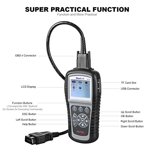 Autel MaxiLink ML619 CAN OBD2 Scanner Code Reader +ABS/SRS Diagnostic Scan Tool, Turns off Engine Light (MIL) and ABS/SRS Warning Lights